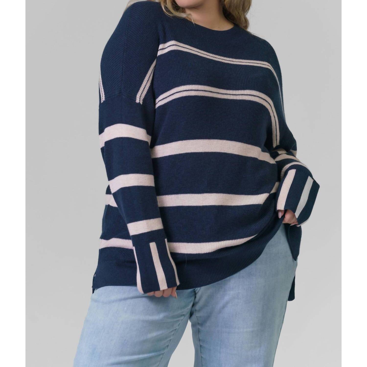 New Nic + Zoe Opposites Attract Sweater - Plus Size In Indigo